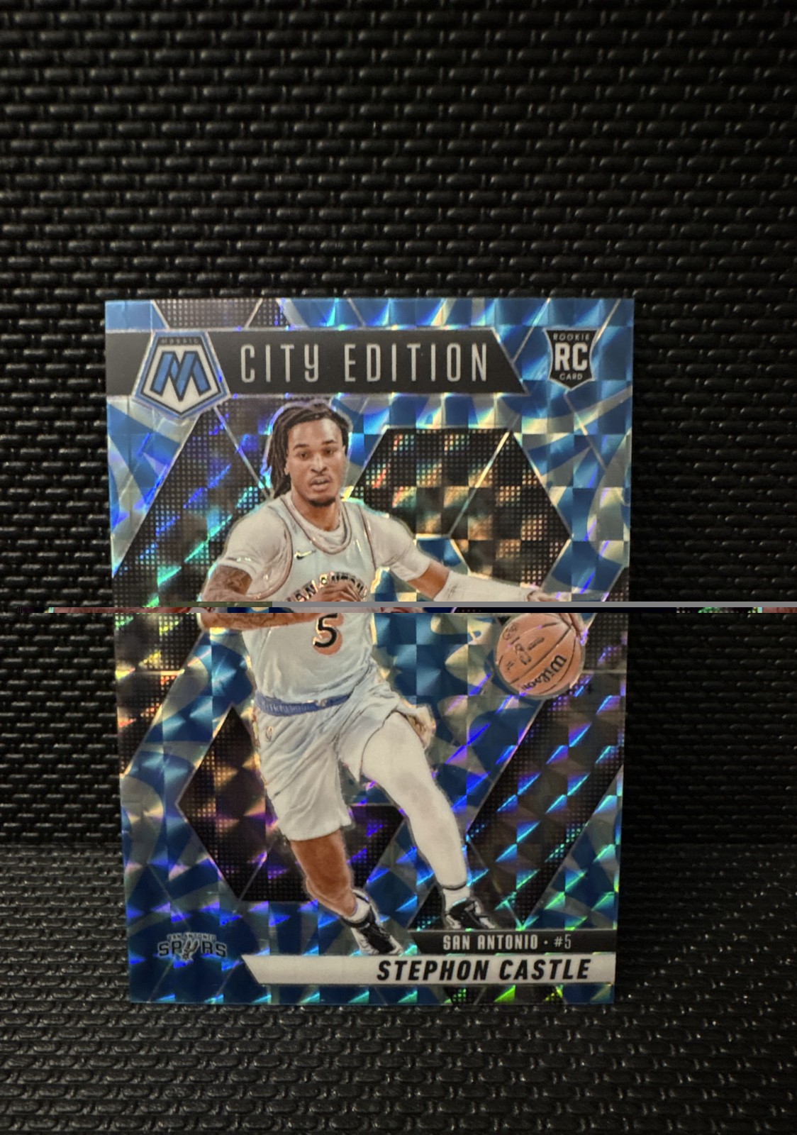 2024-25 Panini Mosaic - City Edition Stephon Castle #290 Reactive Blue Mosaic...