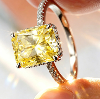 4,0 kt Radiant Cut Lab-Created Diamond Test Pass VVS1/D 18K Gold Ring