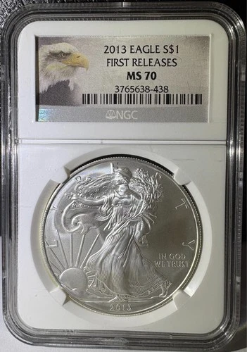 2013 American Silver Eagle First Releases NGC MS70 Bald Eagle Label (438)