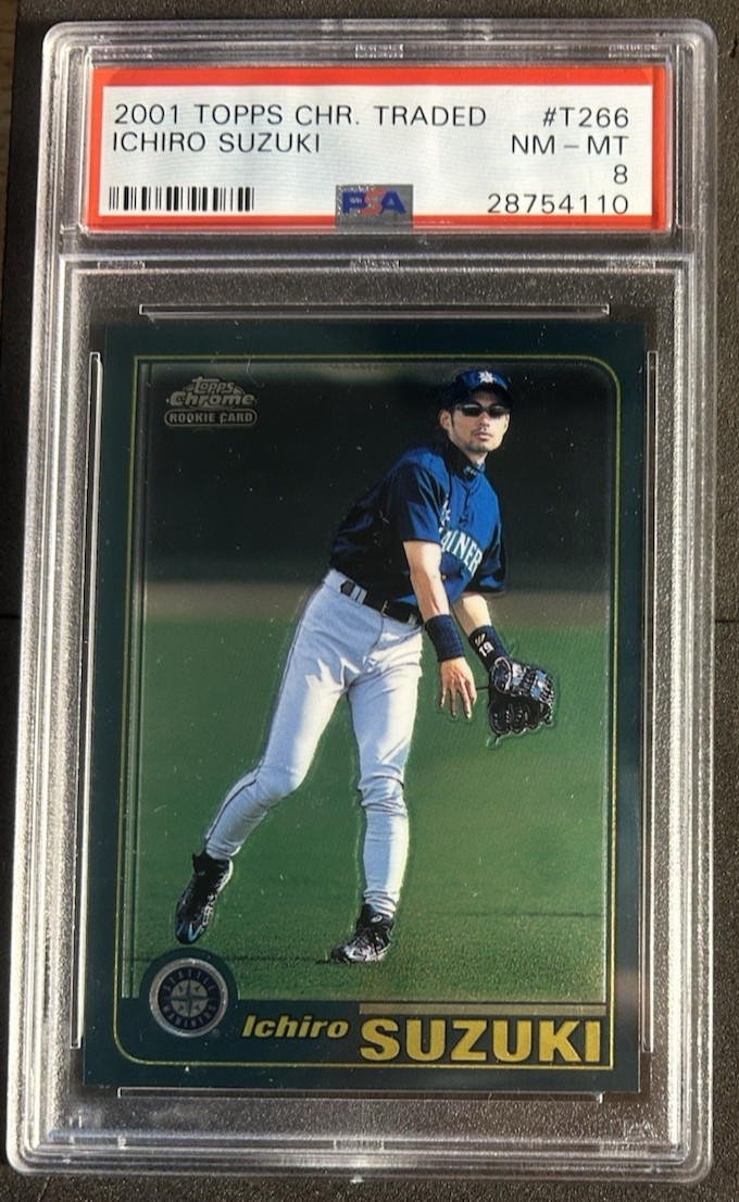 2001 Topps Chrome Traded & Rookies – Ichiro Suzuki Rookie RC PSA 8 #T266