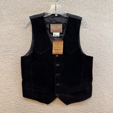 NEW NWT Vintage Suede Leather Vest Large Mens Black Moto Motorcycle Western