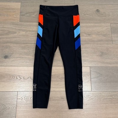 PE NATION Black Red Blue Stripe The Substitute Active Workout Gym Legging Size M