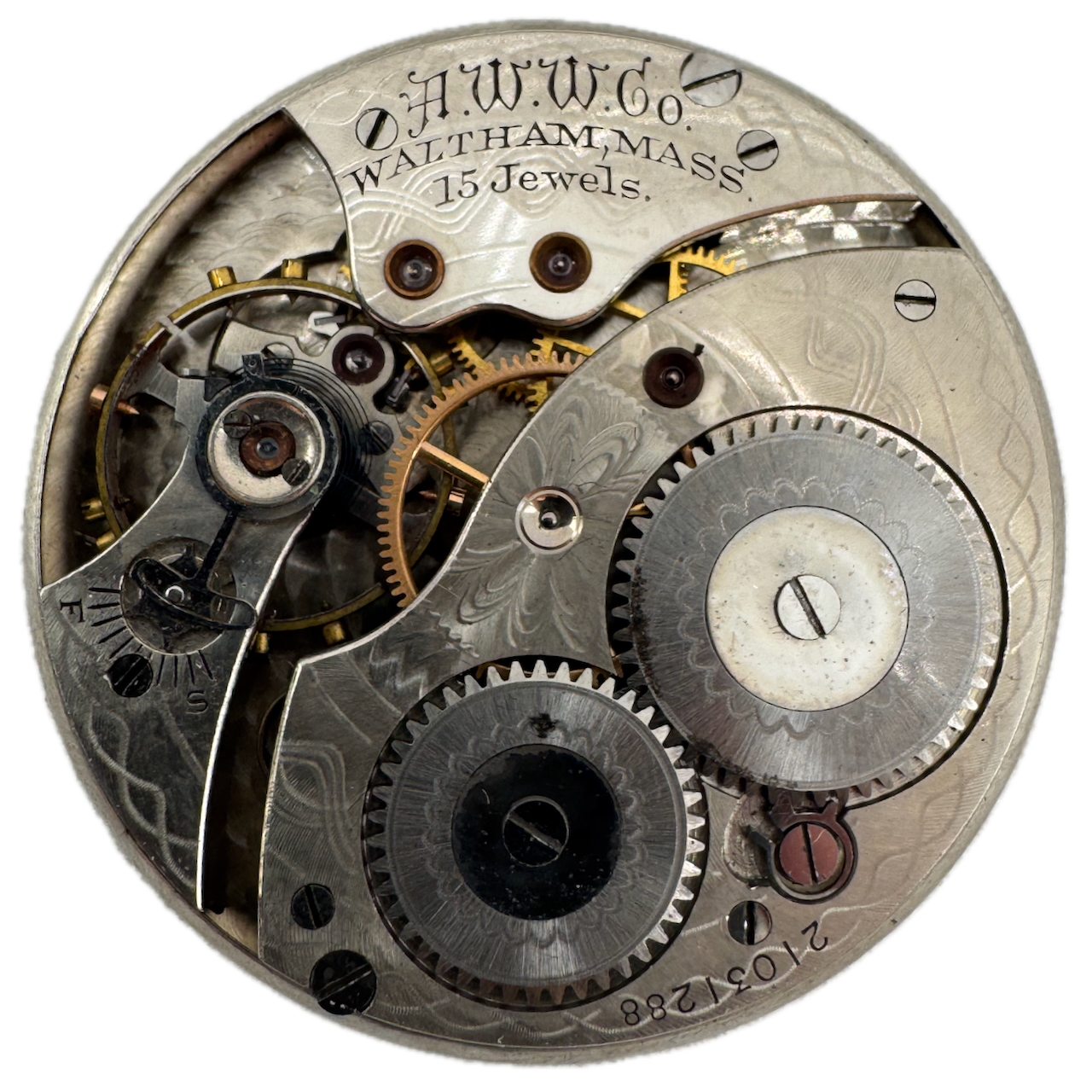 Antique 12s 1917 Waltham 15 Jewel Mechanical Pocket Watch Movement 220 USA