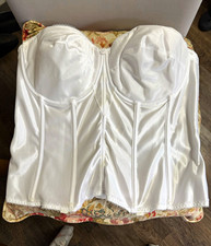 Dominique 8950 White Strapless Satin Overbust Bustier 42DD Boned Lace