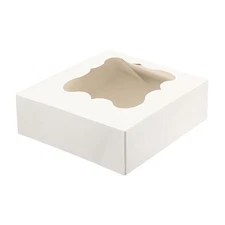 Cake Boxes 5 PCS White 7.8x7.8x2.5 Inch Square Bakery Boxes with Window