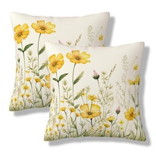 Spring Floral Throw Pillow Covers Summer Flower Pillow Covers 18x18 Inch Set ...
