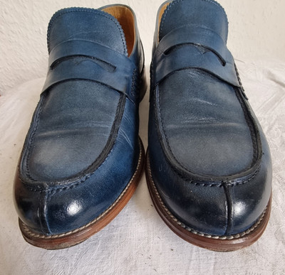Halbschuh Herren Leder / 45 / Exot Vero Cuoio / marineblau / neuwertig