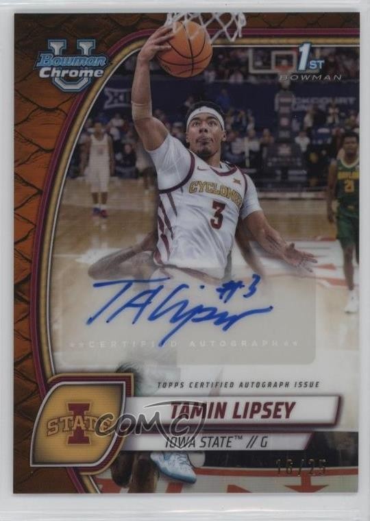 2024-25 Bowman U Chrome Orange Reptilian Refractor /25 Tamin Lipsey #66 Auto
