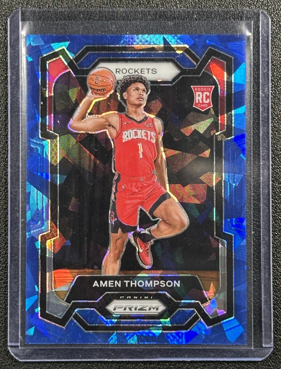 AMEN THOMPSON 2023-24 PANINI PRIZM #150 ROOKIE BLUE ICE RC 23/125 ROCKETS