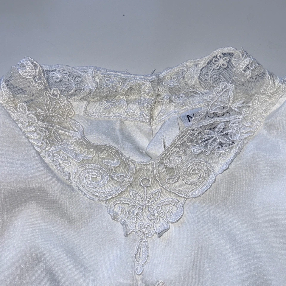 Blusa victoriana vintage años 80 Nicola Prarie Cottagecore encaje talla 14 Foto 3 de 4