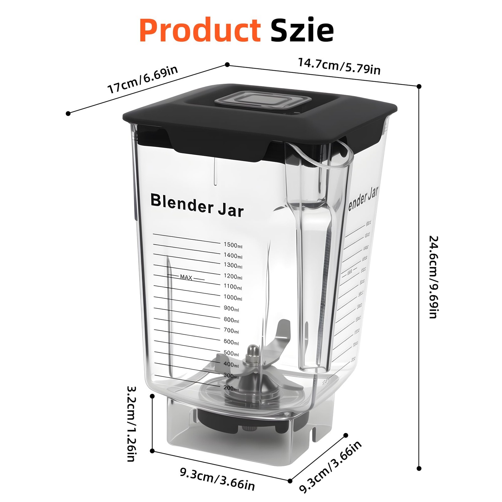 90 oz Replacement Jar for Blendtec Blenders - Includes Blade and Lid