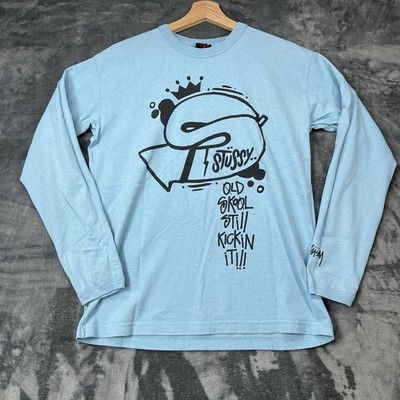 Stüssy Longsleeve Shirt S Blau Logo Print Urban Streetwear Style Skate