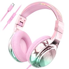 QearFun USB C Kids Wired Headphones with Mic, 85/94dB Safe Volume Limit