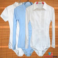 Ladies Bodysuit Shirt Blouse Button Down Short Long Sleeves Business Top Wear