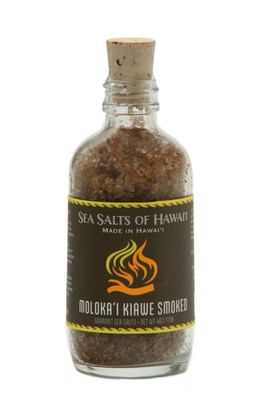Molokai Kiawe Mesquite Smoked Hawaiian Sea Salt, 4 Ounce Bottle - Made in Hawaii