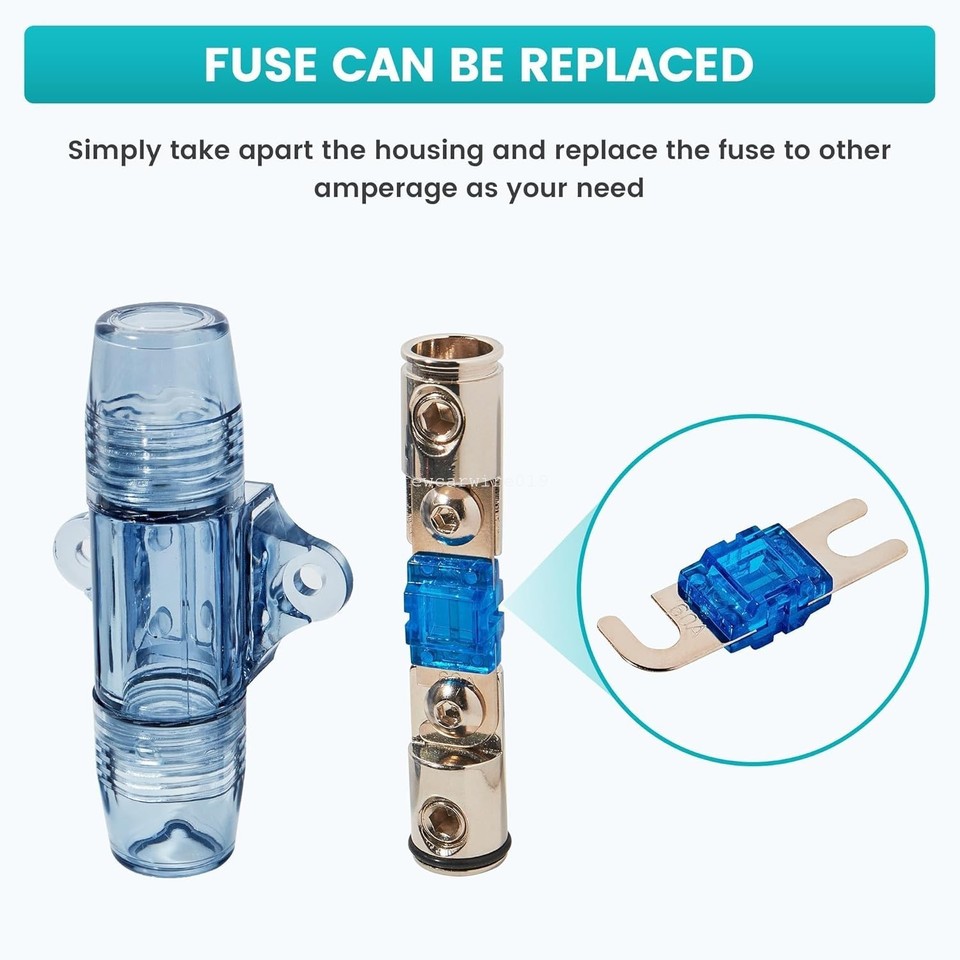 Sub Fuse In-line Mini ANL Fuse Holder 60 Amp Fuse 4/6/8 Gauge Input/Output For ...