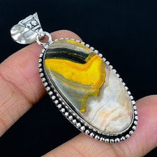 925 Silver Overlay Bumble Bee Jasper Gemstone Pendant Jewelry Gift 2.29