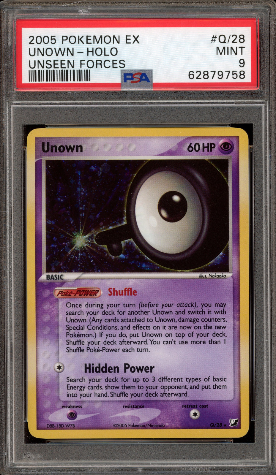 Pokemon Unown EX Unseen Forces Holo Rare #Q/28 PSA 9 Mint