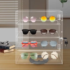 360-Degree Rotating Acrylic Eyewear Showcase - Secure & Elegant Display Case