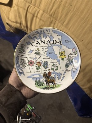 Royal Winton Coast Craft Collector Plate 8'' - Canada Map Mounty Horse Color
