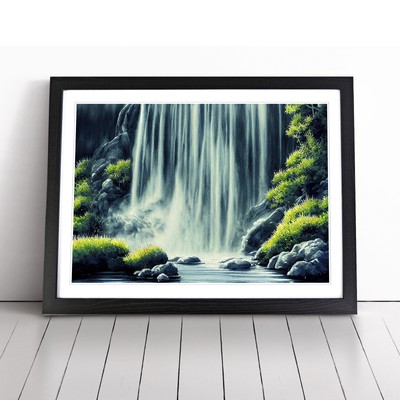 Üppiger Wasserfall Vol.3 Wandbild Kunstdruck gerahmt Leinwand Bild Poster Deko