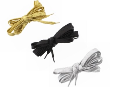 Fun Novelty Gold Black Silver Glitter Flat Shoe Laces Fancy Dress