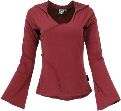 Elfen Hoody, Langarmshirt, Pixi Shirt, Kapuzenpullover Flower of life - bordeau