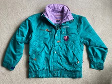 Vintage Nevica Ski Jacket Coat All Terrain Recco Women’s 38 Medium Teal Hood