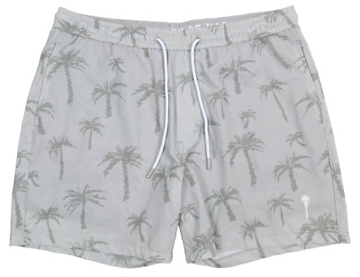 Mad Pelican 5.5  Lined Shorts Palm Trees Gray Sz XL