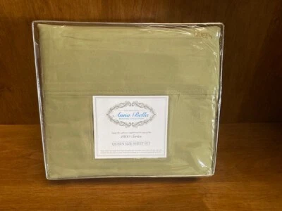 The Original Anna Bella 1800 Series Bedding 4-Piece Sheet Set Queen, Sage (NEW)