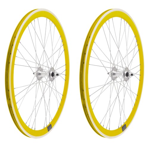 2x Llanta Rueda de Bicicleta Fixed Fixied 700 Rodamientos AMARILLO 3750