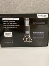 Wall Mount Pool Cue Rack - Black - Holds 6 Cue Sticks