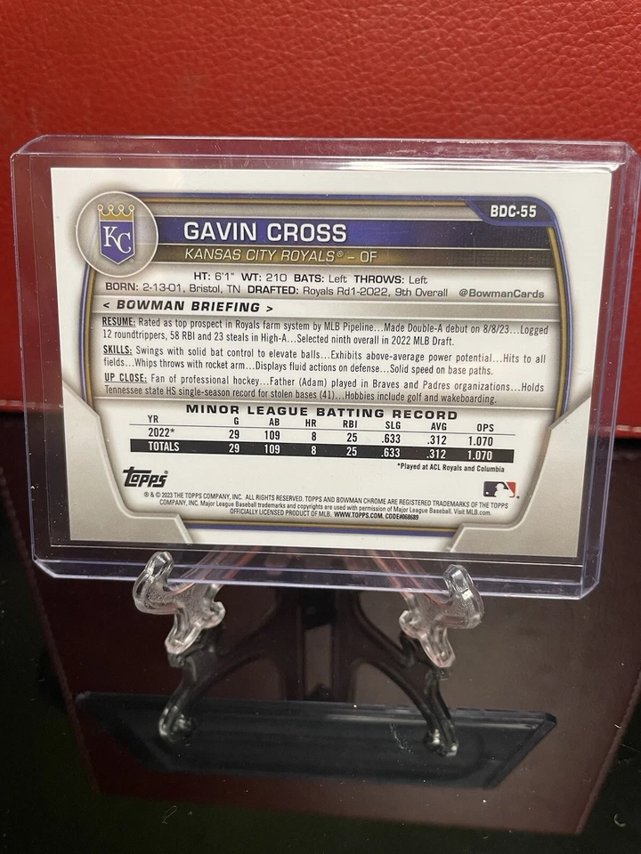 2023 Bowman Chrome Lava Rose Gold Refractor #BDC-55 Gavin Cross 10/10 - Image 3 of 3
