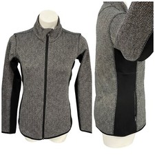 Marc New York Track Jacket Womens Small Gray Herringbone Work Athleisure Sport