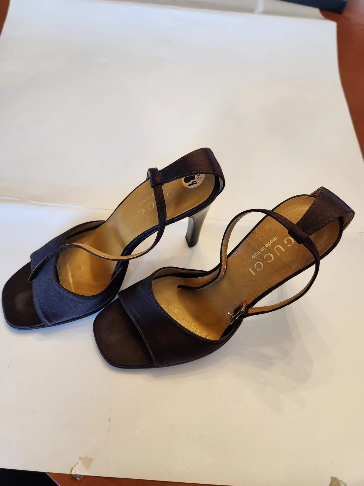 Gucci élégant chaussures femme collines sandales en soie noire pointure 4,5