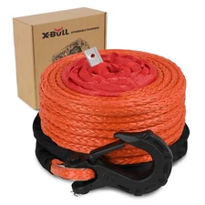 X-BULL 3/8"x100ft Synthetic Winch Recovery Rope With Hook 4WD 10000lbs-23000lbs