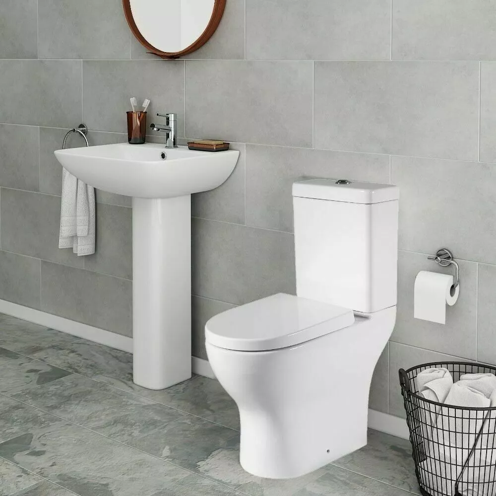 Buy Modern Toilet Close Coupled WC Soft Close Seat Short