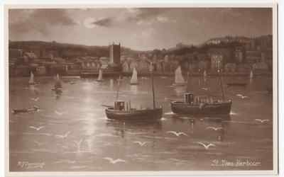 Cornwall; St Ives Harbour, Künstler RJ Dymond PPC von C Worcester, unbespielt, ca. 50er Jahre