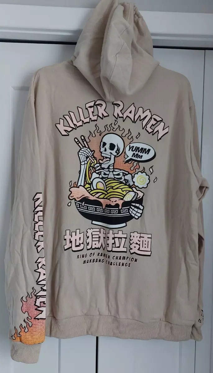 FRESH LAUNDRY BEIGE/TAN SKELETON KILLER RAMEN HOODIE MENS XL NWT