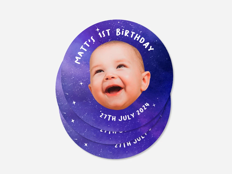 Etiquetas adhesivas redondas personalizadas para foto de cumpleaños, pegatinas personalizadas Foto 4 de 4