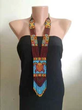 Handmade Necklace Seed Bead Boho American Style Netiv Beaded Multi Strand