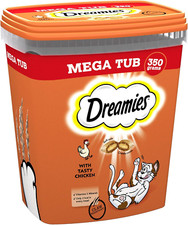 Image of DREAMIES-Chicken Cat Treats - 2x350g -Multipack Snacks 2 Mega Tubs-Bulk Cat Food