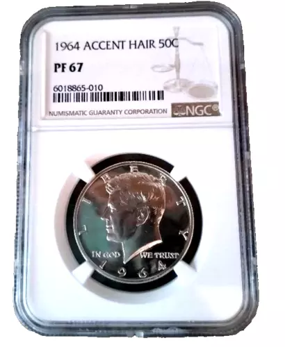1964 Accented Kennedy Half Dollar, NGC Pr 67, No Spots Mirror Finish