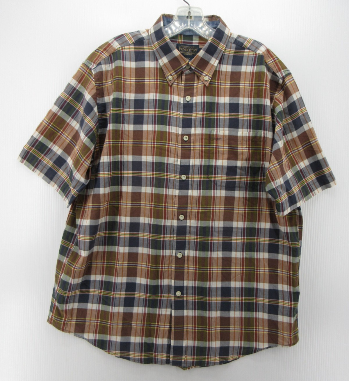 Pendleton Shirt Men Large Brown Button Down Plaid… - image 1