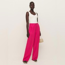 Reformation Mason Pants Pink Wide Leg Pleated High Rise Size 8 NWOT