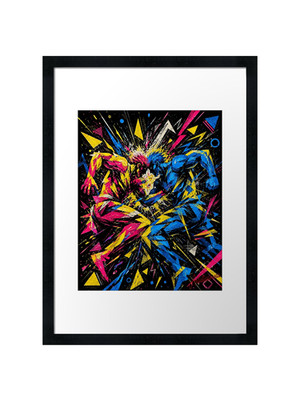 Explosive Pop Art Athleten Energy Clash gerahmtes Wandbild Poster Druck Bild