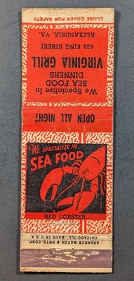 Vintage Seafood Grill Alexandria Virginia Matchbook Cover