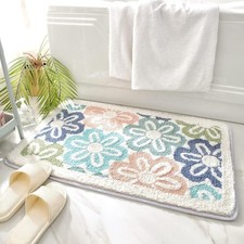 Flowers Bath Carpet Extra Absorbent Bathroom Mat Non Slip Bath Carpet Thick