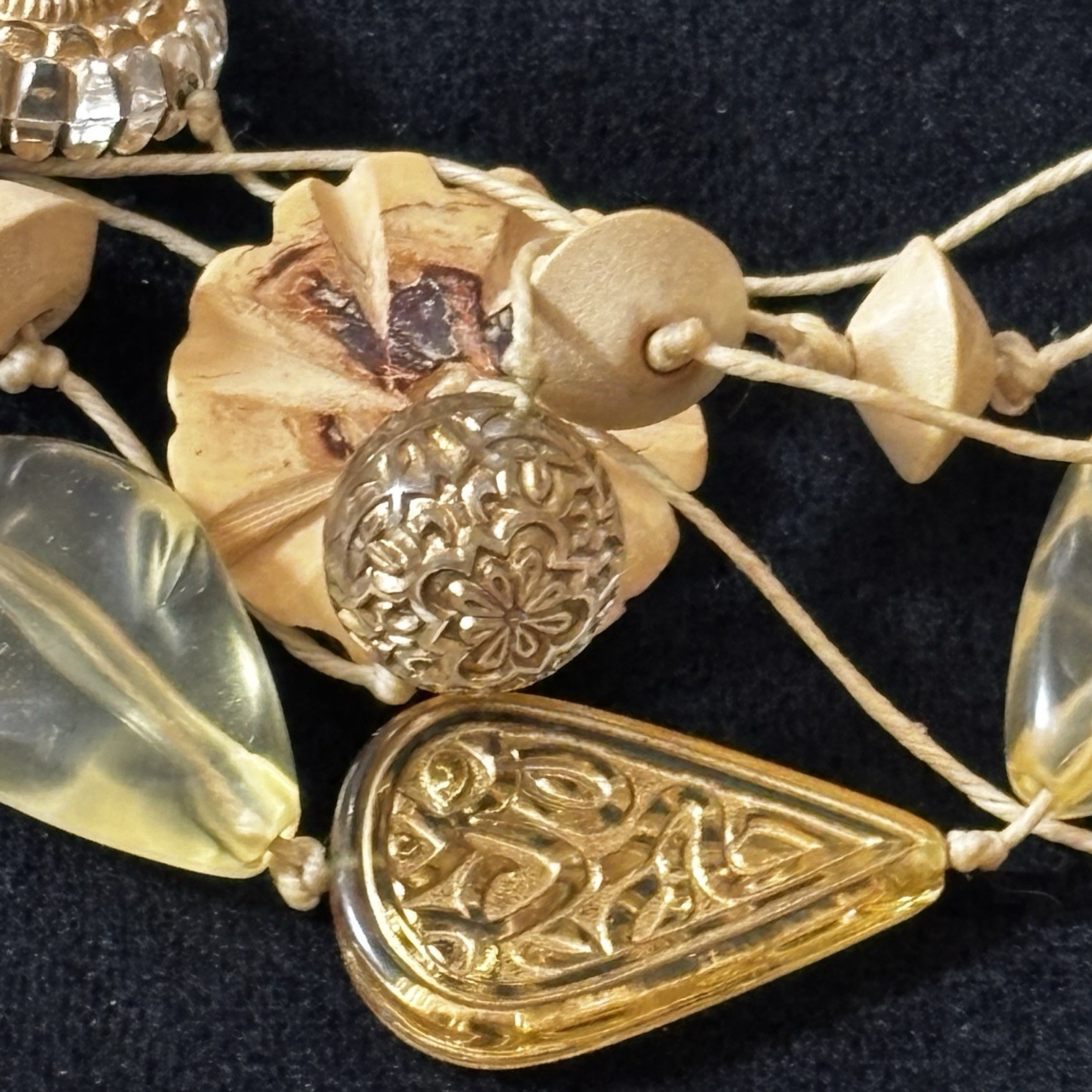 Boutique Multi Strand Statement Necklace Wood Bea… - image 4