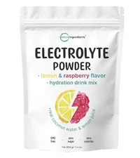 Micro Ingredients Hydration Electrolyte Powder 1 lb Lemon Raspbery Flavor Non-GM